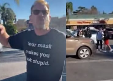 “¡Bola de idiotas!”. Hombre agrede a menores por usar cubrebocas en California