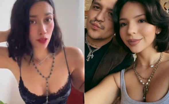 Ángela Aguilar presume collar similar al de Nodal y su violinista y desata polémica: “Para que sepa que tiene dueña” 