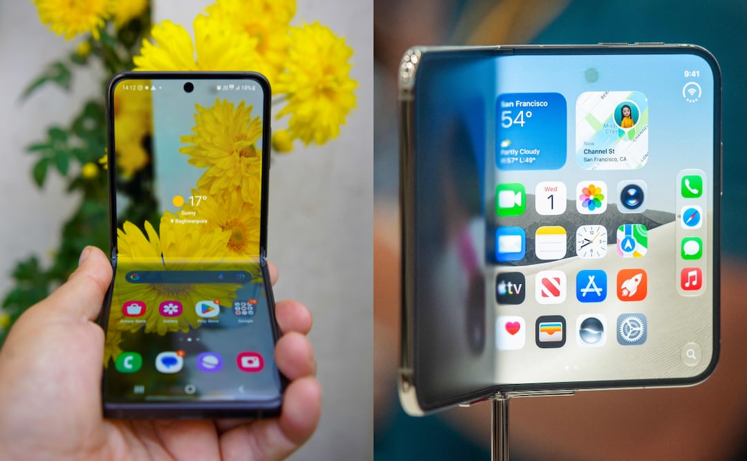 Samsung se ríe del iPhone plegable de Apple, pero internet le recuerda: “Tu bisagra ni dura”. Fotos: Pexels y AFP