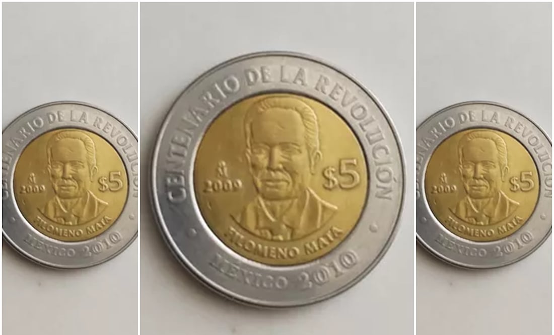 La moneda conmemorativa de $5 pesos de Filomeno Mata que cuesta hasta medio millón de pesos. Foto: Mercado Libre