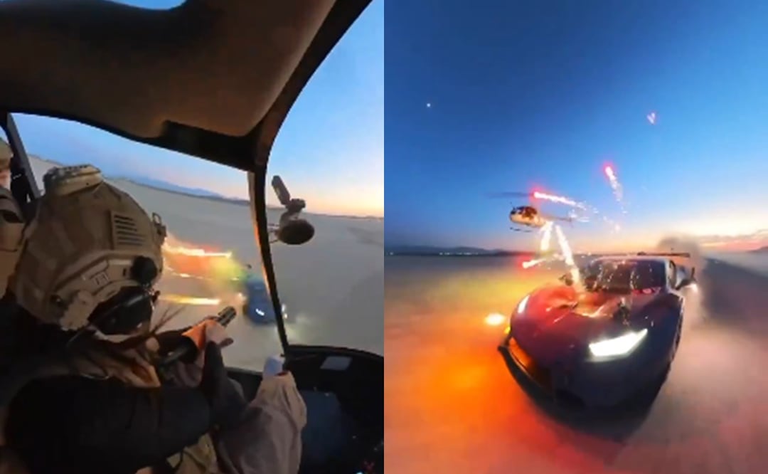 Influencer es arrestado por lanzar fuegos artificiales a un Lamborghini desde un helicóptero. Foto: Captura X