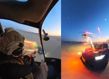 Influencer es arrestado por lanzar fuegos artificiales a un Lamborghini desde un helicóptero. VIDEO