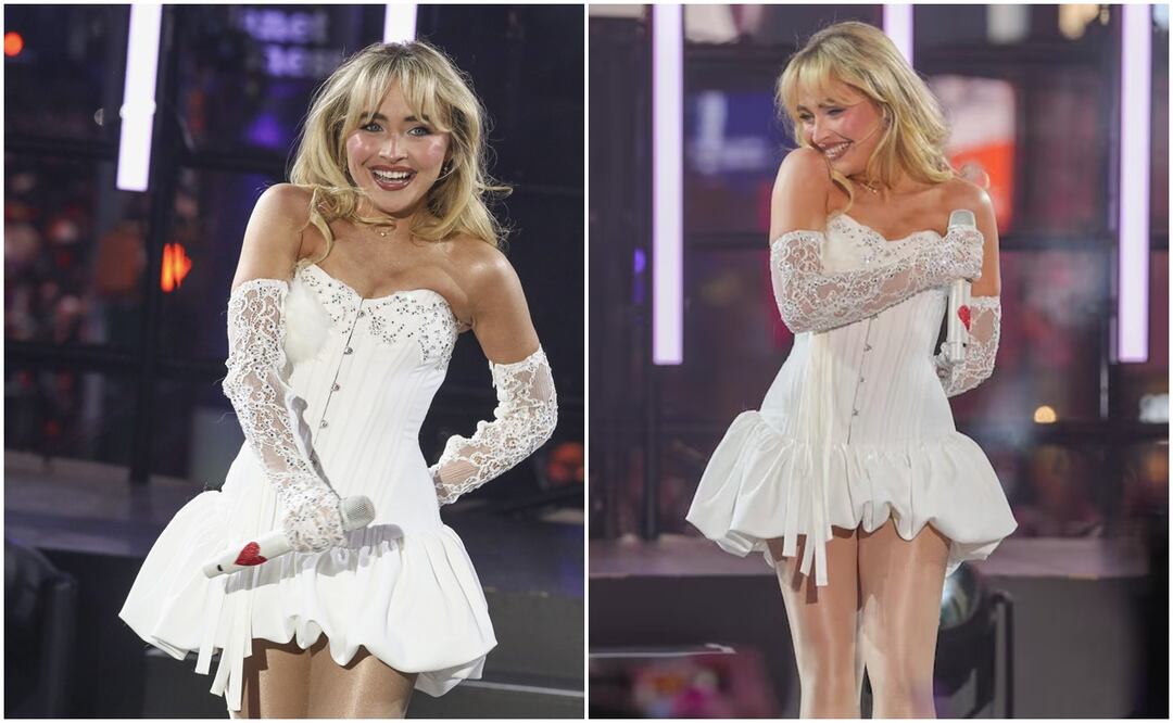 Sabrina Carpenter incendia las redes con minishort al estilo Daisy Duke en clip de "Manchild". Foto AP y  EFE