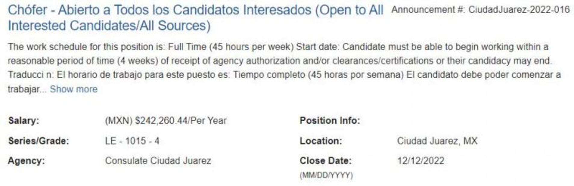 ¡Atención choferes! Ofrecen trabajo en Consulado de EU en Chihuahua; pagan $242,000