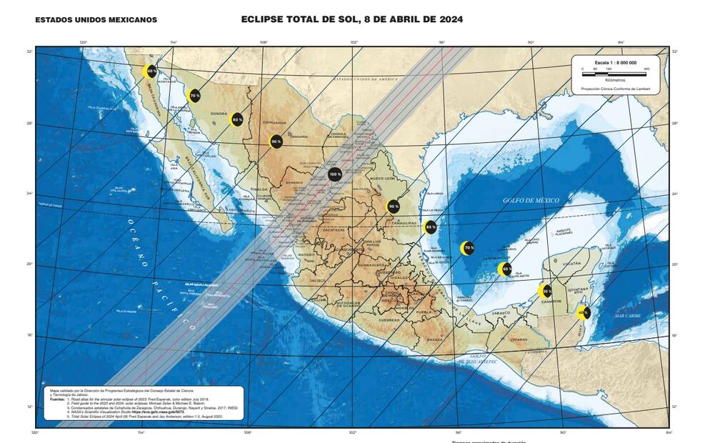 Eclipse total solar 2024. Esta es la mejor playa en México para ver fenómeno, según mapa. Foto: INEGI