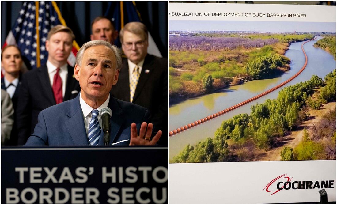 Texas promulga leyes de seguridad fronteriza e instala barrera de boyas en el río Grande. (Foto AFP)