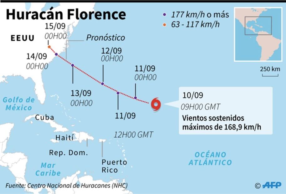 "Florence" ya golpea la costa de Carolina del Norte