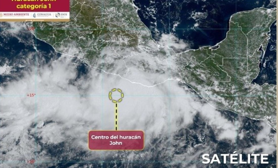 Alerta en Oaxaca y Guerrero: el huracán John se intensifica y podría llegar a categoría 3. Mapa de trayectoria. Foto @conagua_clima