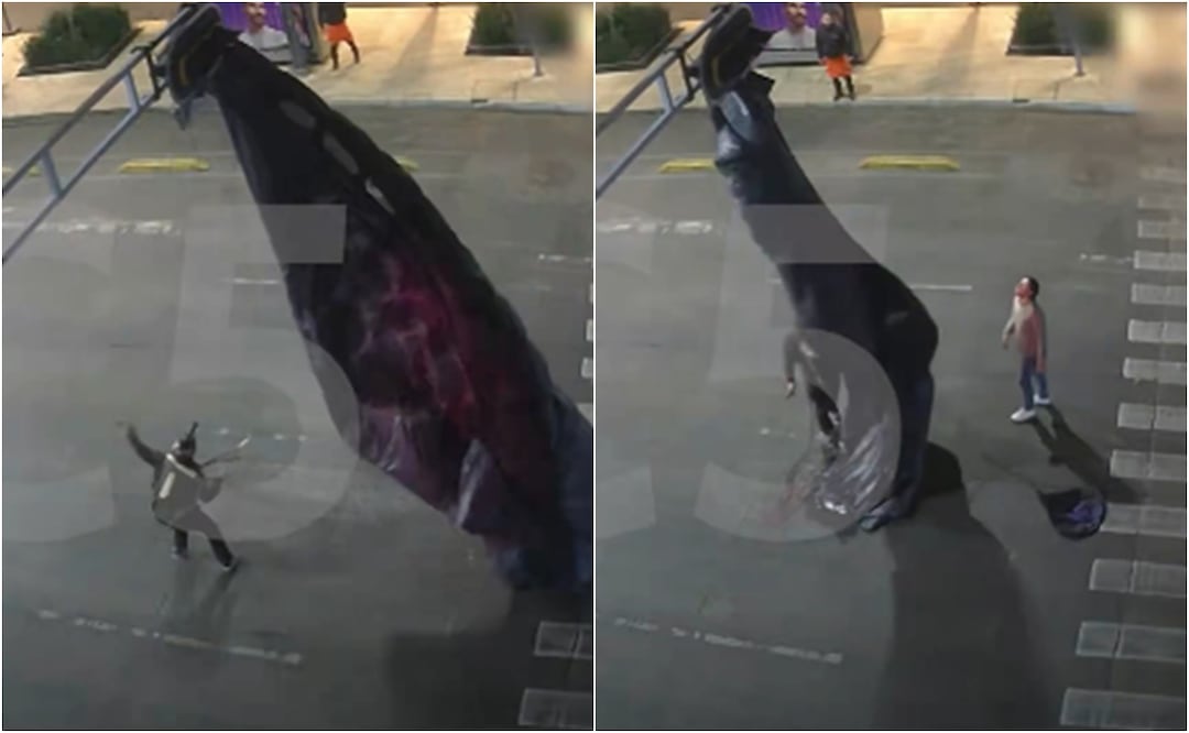 “Caída surrealista en CDMX”: Paracaidista extranjero aterriza… ¡encima de un semáforo en Av. Juárez!. Foto: Captura de video / C5