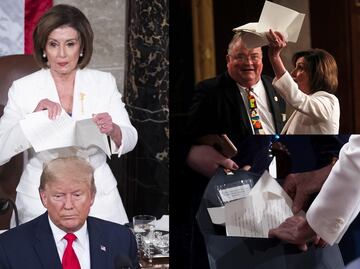 Las cuatro veces que Nancy Pelosi rompió el discurso de Donald Trump
