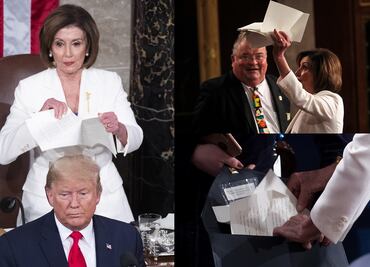 Las cuatro veces que Nancy Pelosi rompió el discurso de Donald Trump