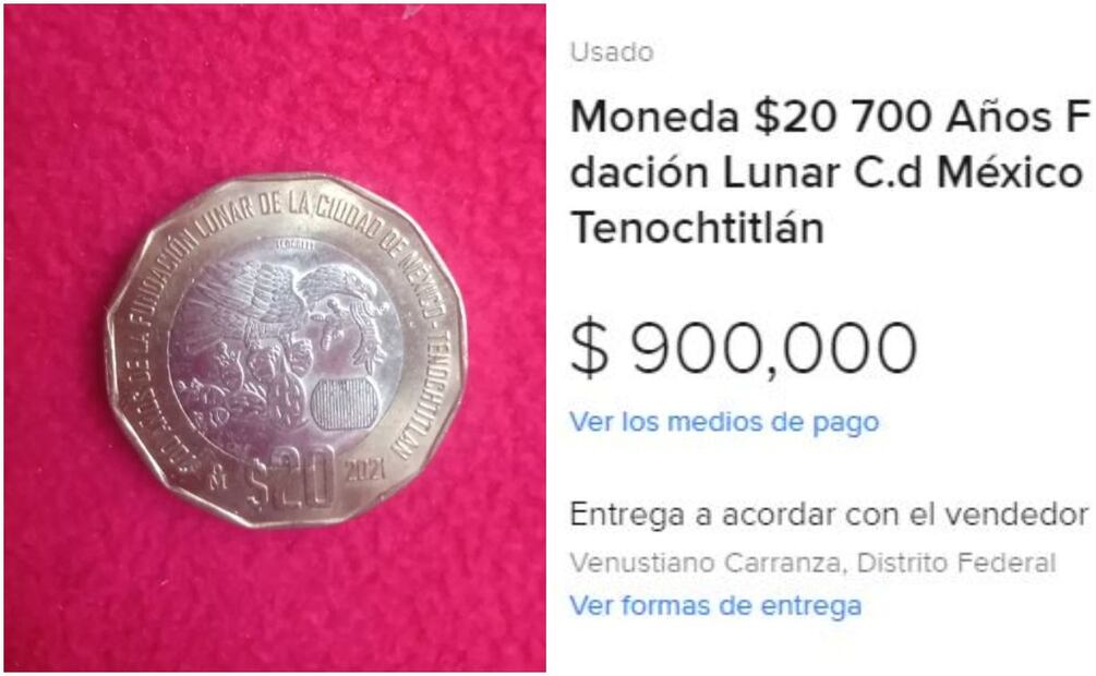 Moneda Fundación Lunar. Foto: Captura / Mercado Libre