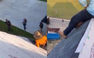 Migrantes trepan al techo de una casa para evitar arresto de ICE: "nos cayó la migra" VIDEO