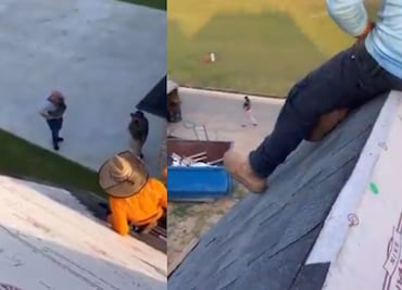 Migrantes trepan al techo de una casa para evitar arresto de ICE: "nos cayó la migra" VIDEO