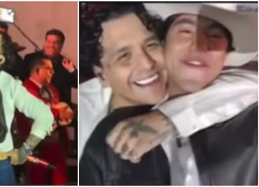Christian Nodal se pone cariñoso con joven cantante en show; ¿se le pasaron las copas? VIDEO