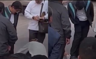 VIDEO desata furia en redes: captan a colaboradores del ministro Aguilar limpiando sus zapatos