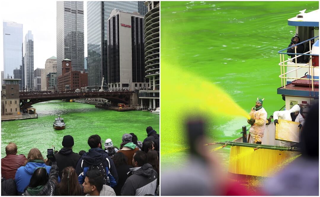 El teñido del Río Chicago es una de las atracciones principales en San Patricio. Foto: AP
