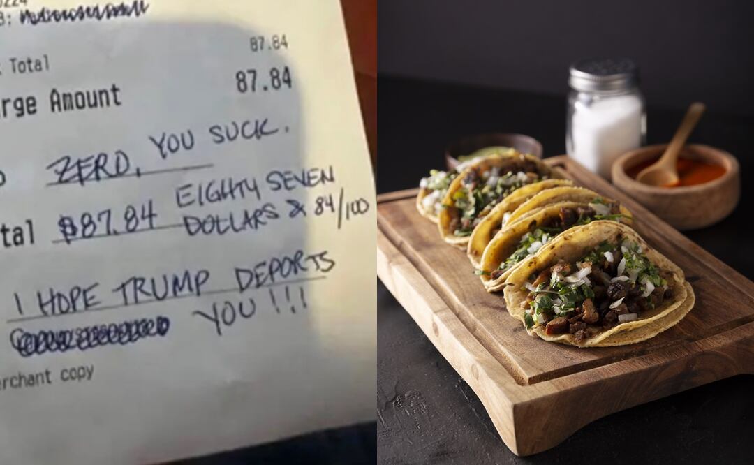 Mujer estadounidense escribe mensaje de odio en ticket de mesero mexicano: “Espero que Trump te deporte”. iStock/hayaship/Captura redes sociales