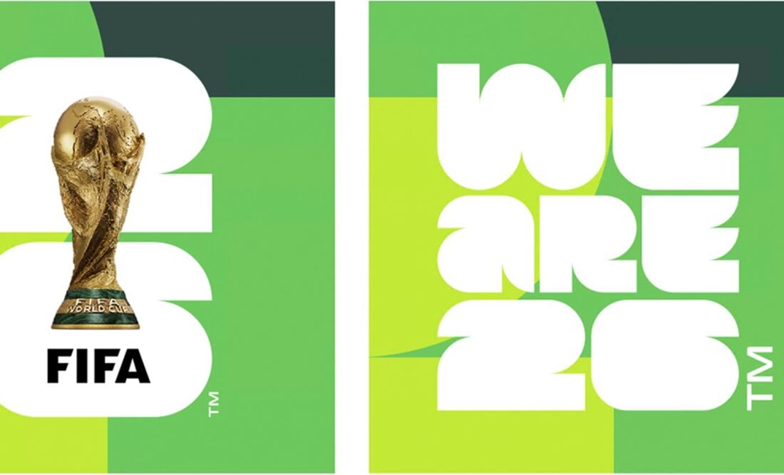 La marca oficial y el eslogan del Mundial de 2026. AP
