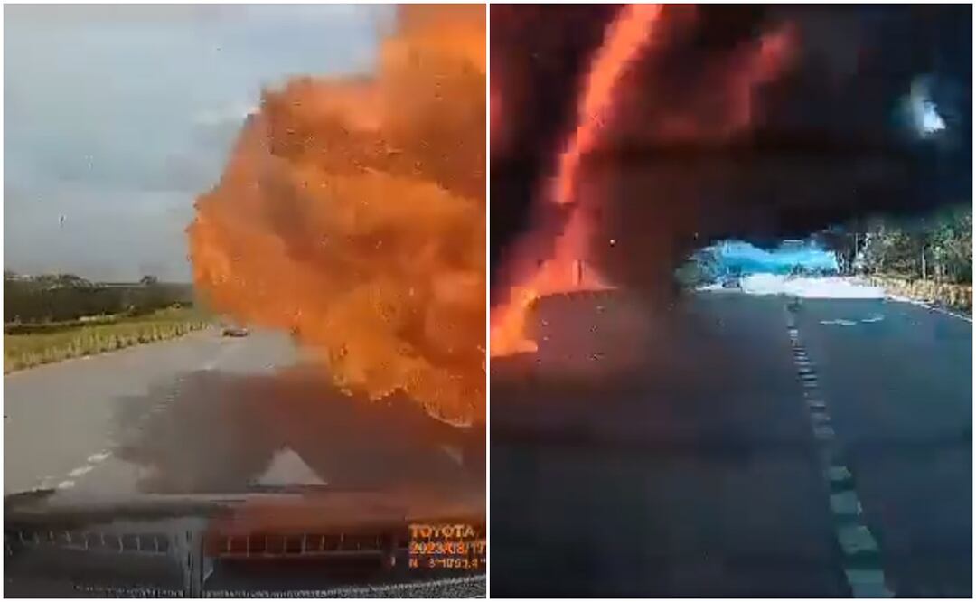 Avioneta se estrella en carretera de Malasia. Foto tomada de videos