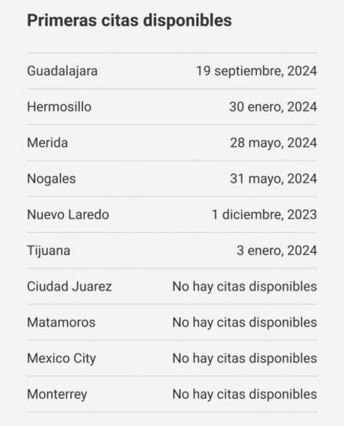 ¿Quieres la visa americana? Citas de primera vez son hasta 2024 