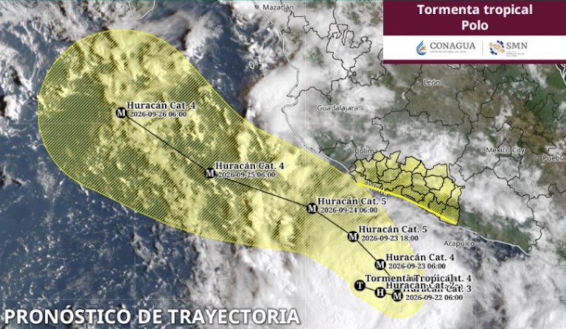 Tormenta Tropical Polo se acerca a Guerrero: podría intensificarse a huracán hoy. Foto @conagua_clima