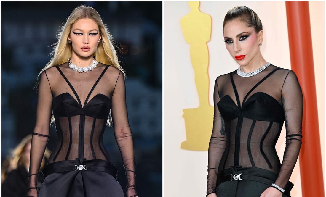 Lady Gaga, de Versace a vaqueros rotos y deportivas en los Óscar. AFP