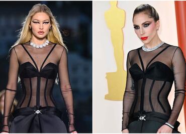Lady Gaga cautiva con vestido al estilo Gigi Hadid en la gala de los Óscar 2023