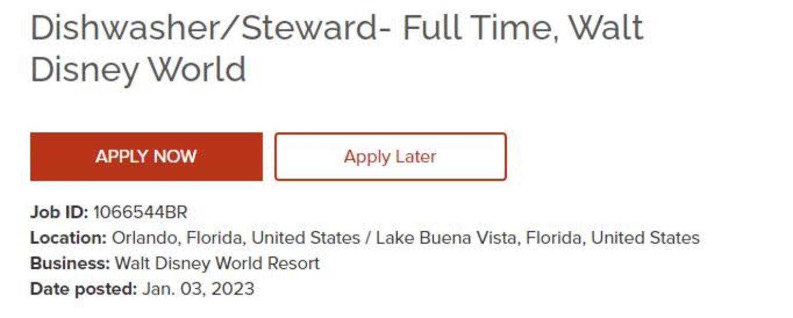 Disney World en Orlando solicita lavaplatos; paga $290 por hora