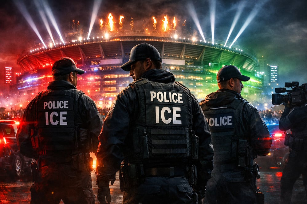 Super Bowl LX bajo tensión: confirman presencia del ICE en el Patriots vs Seahawks con Bad Bunny en el medio tiempo. Foto IA