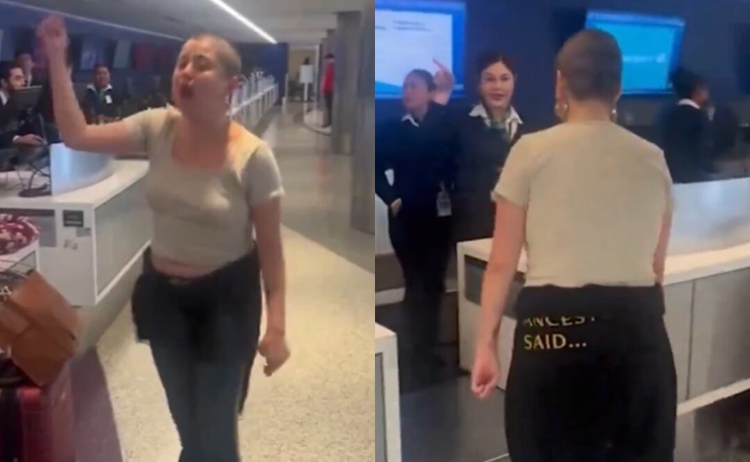 Pasajera enloquece contra aerolínea por un supuesto vuelo perdido; ¿se equivocó de terminal? Foto: Captura X