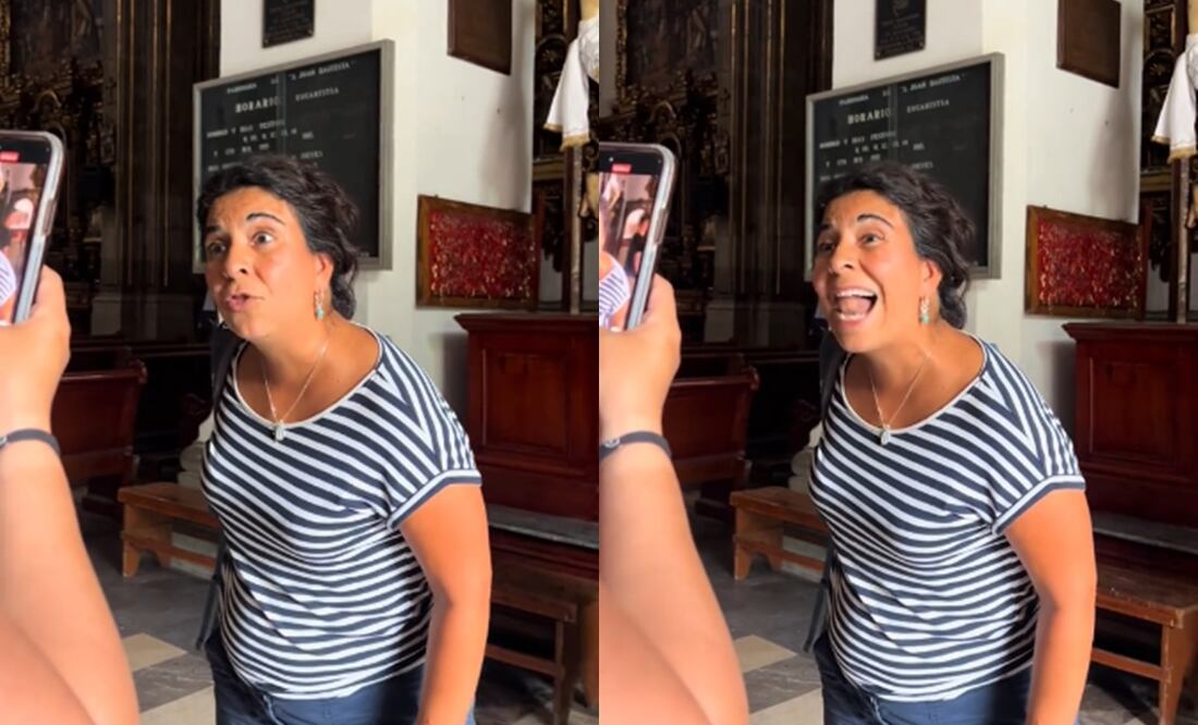 Mujer impide que extranjeras entren con short a una iglesia en CDMX; incitan la sexualidad”, dice. Foto: Captura TikTok