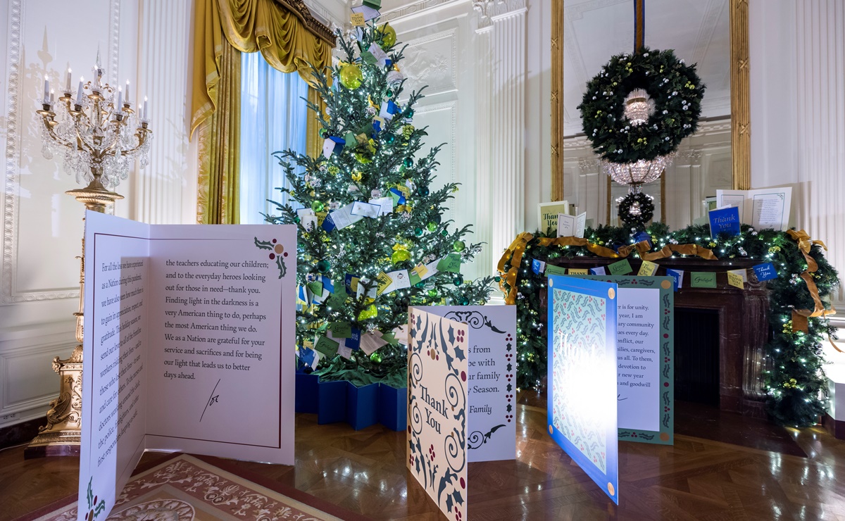 Decoración navideña de la Casa Blanca, un homenaje a trabajadores esenciales