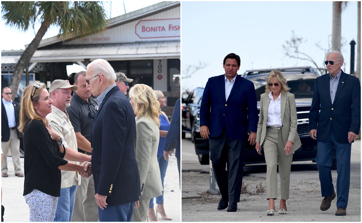 Joe Biden camina entre la devastación que dejó el huracán Ian en Florida