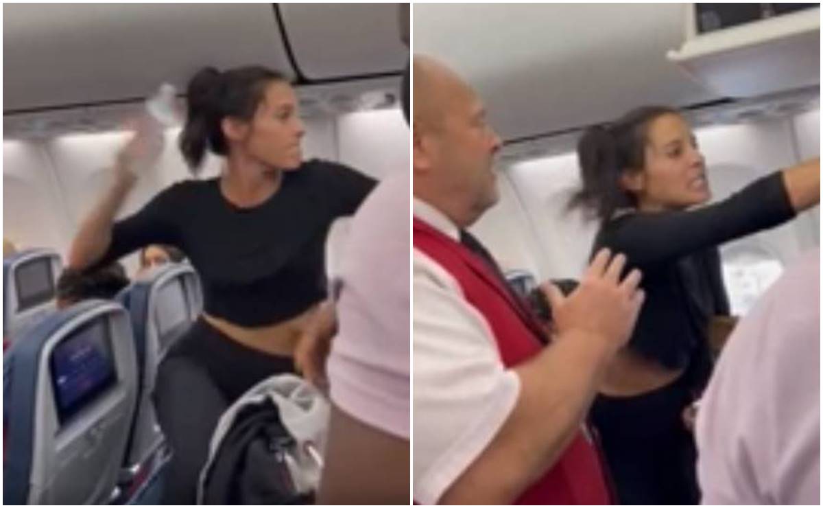 Video. Mujer arroja botella e insulta a tripulación de vuelo por impedirle cargar a su perro
