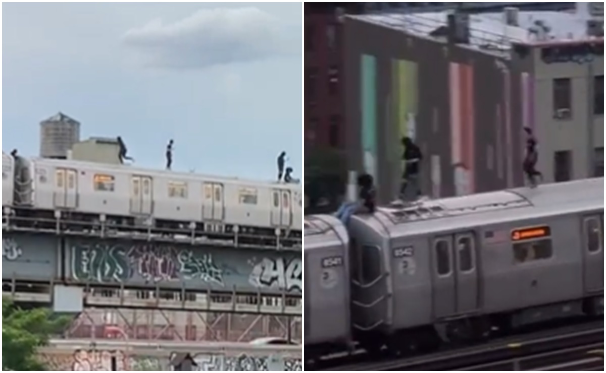Video. Captan a jóvenes caminando sobre el metro de Nueva York en pleno funcionamiento