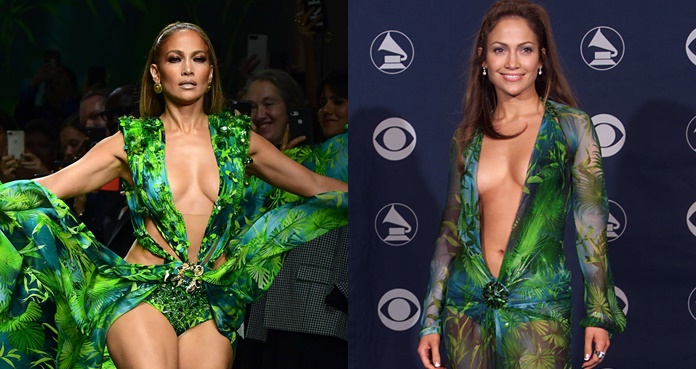 Jennifer Lopez en Versace, vestido verde