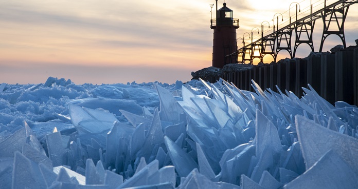 Lago Michigan descongelado