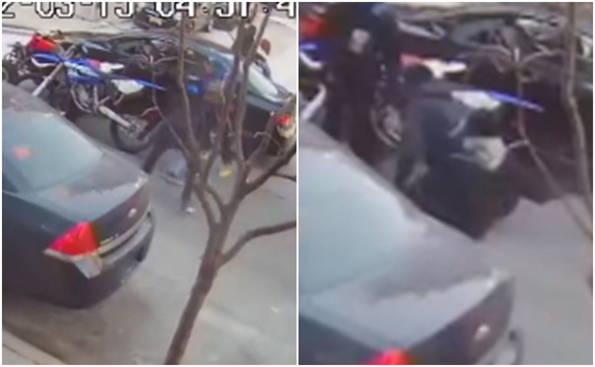 Video. Pandilla de motociclistas atacan con brutalidad a padre e hijo en Nueva York