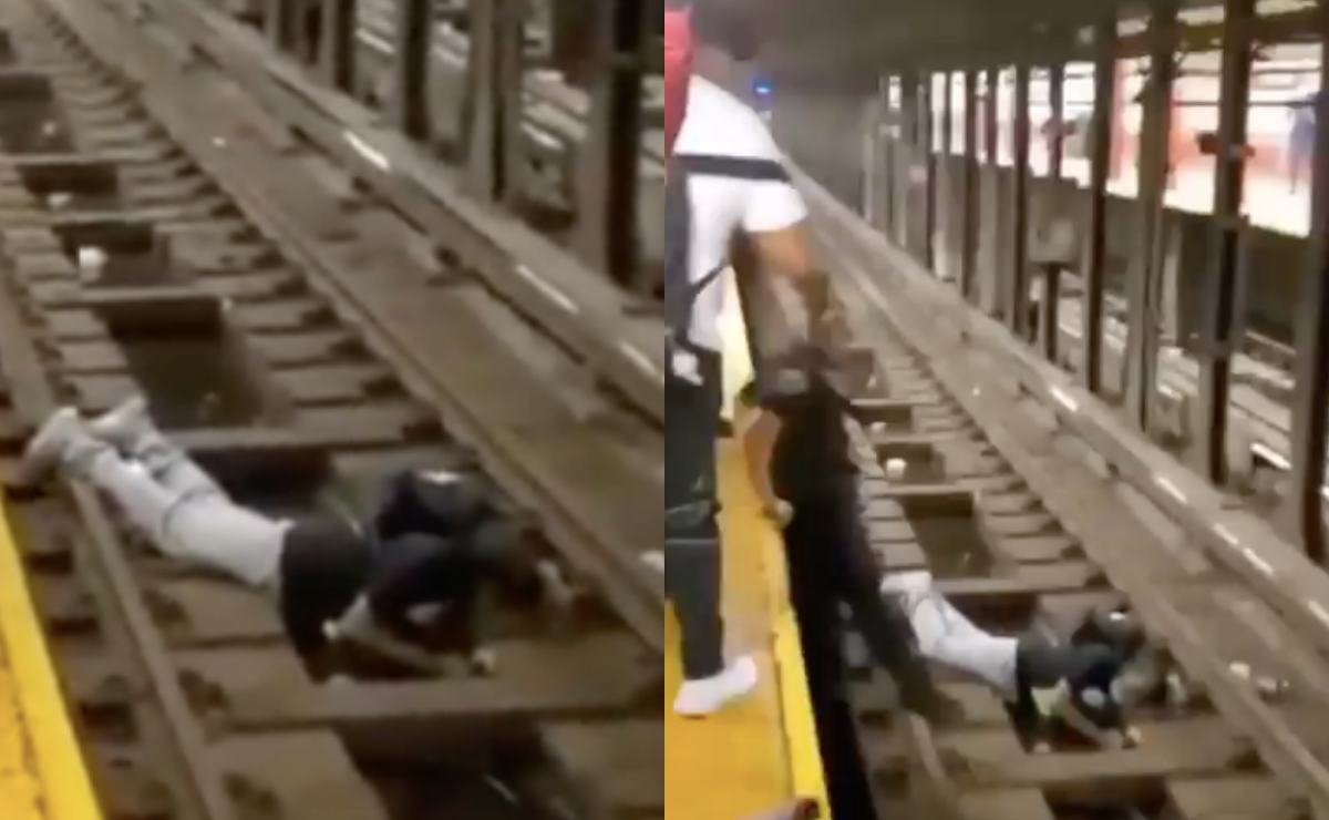 Video. Polic&iacute;a salva a hombre de ser arrollado por el metro en Nueva York