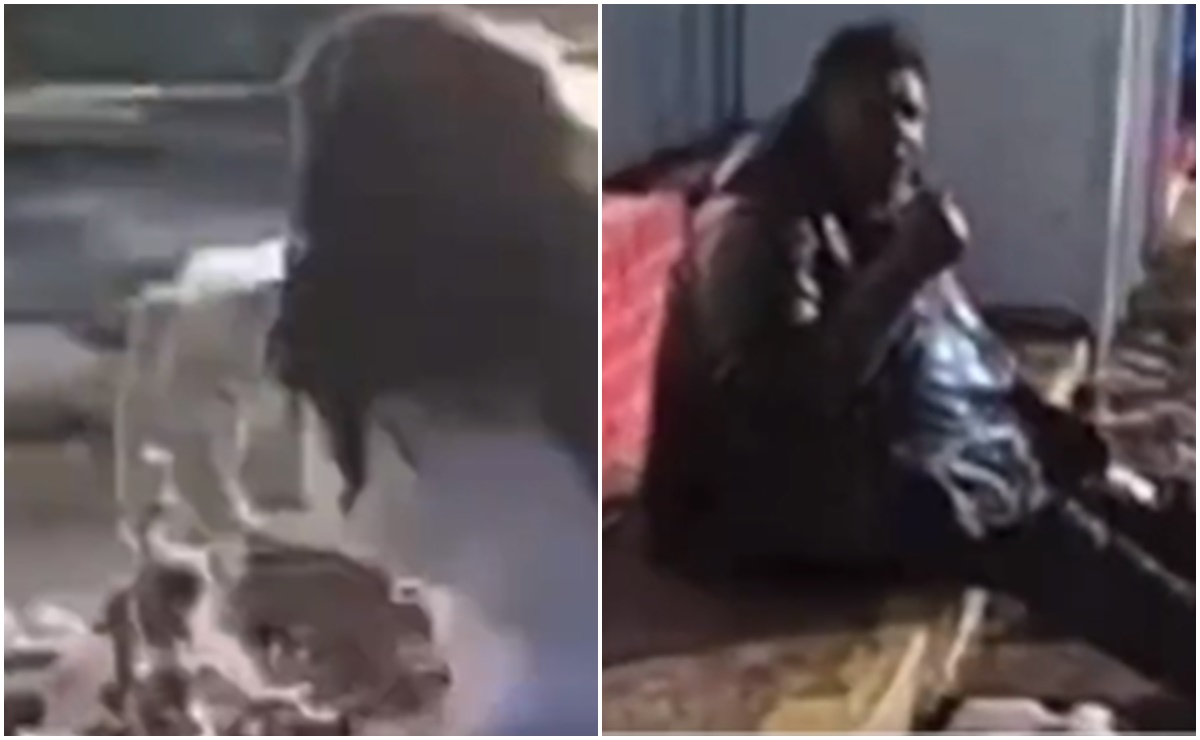 Video. Mujer arroja agua a indigente afuera de tienda durante helada de -3&deg;C