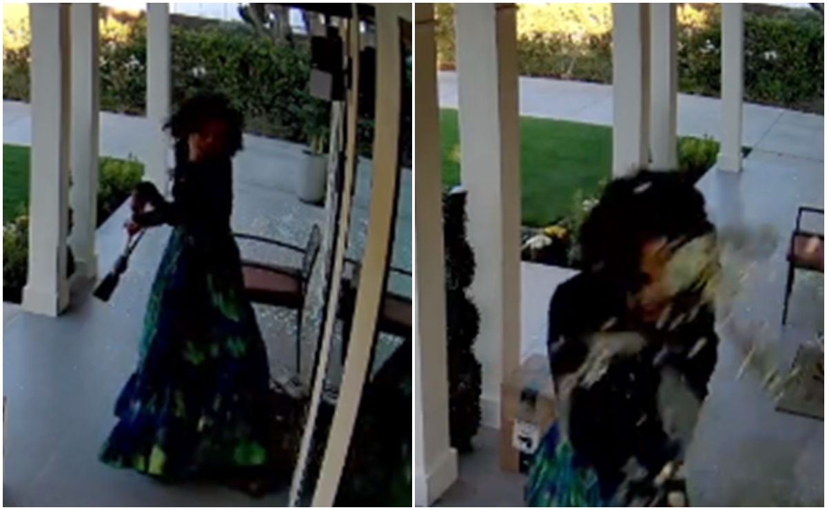 Escalofriante video muestra a mujer destrozando casa en California con pico