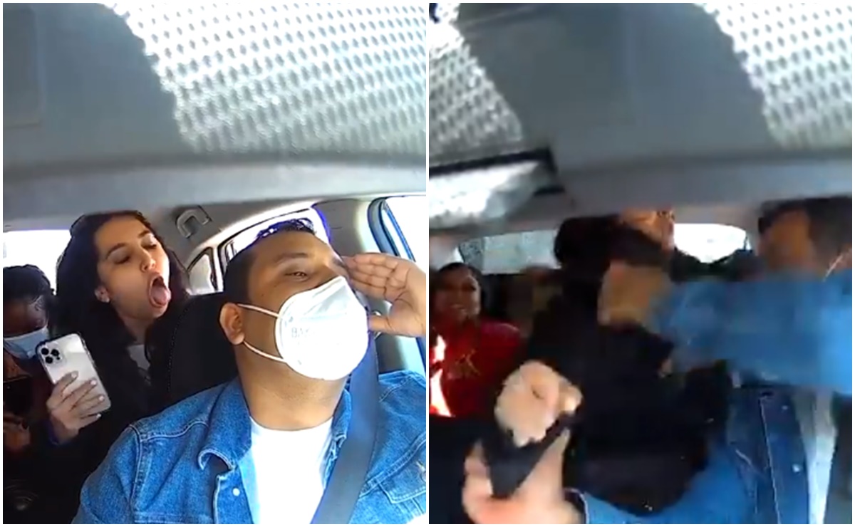 Video. Pasajeras atacan a conductor de Uber que les pidi&oacute; usar cubrebocas