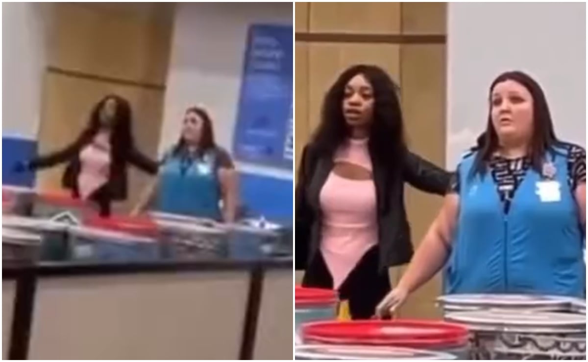 Video. Mujer toma como reh&eacute;n a empleada de Walmart a punta de pistola